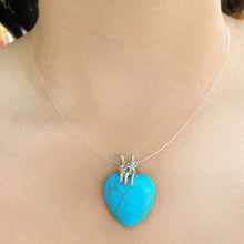Cargar imagen en el visor de la galería, Turquoise Heart Pendant Charm in Sterling Silver