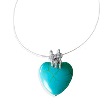 Cargar imagen en el visor de la galería, Turquoise Heart Pendant Charm in Sterling Silver