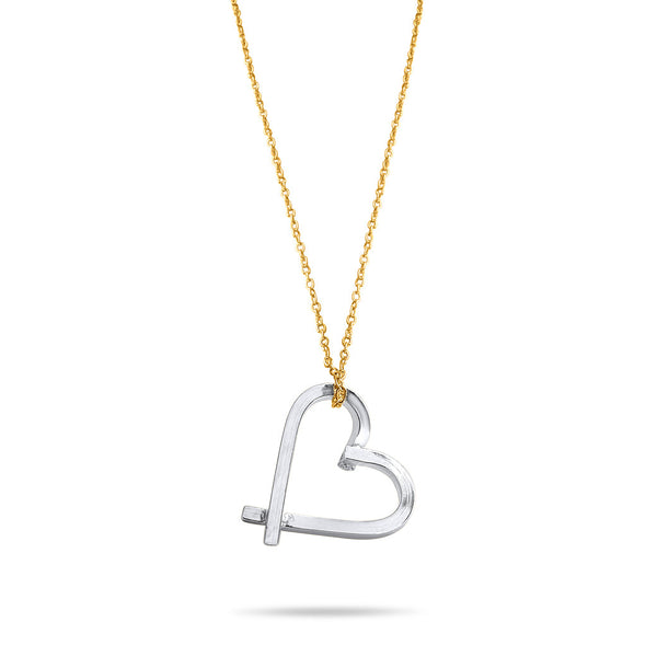 Sophie Heart Necklace Adjustable, Sterling Silver and 14k gold plated