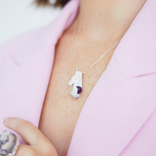 Load image into Gallery viewer, Handmade Maia Amethyst Necklace with a radiant purple gemstone wrapped in sterling silver on a delicate chain.
