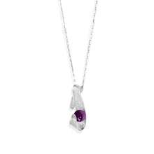 Load image into Gallery viewer, Handmade Maia Amethyst Necklace with a radiant purple gemstone wrapped in sterling silver on a delicate chain.