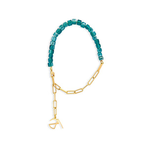Aquamarine Crystal Gold Bracelet