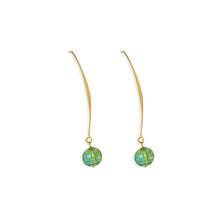 Load image into Gallery viewer, Allure Lime Crystal Wire Earrings, 18k gold plated