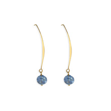 Load image into Gallery viewer, Allure Blue Crystal Wire Earrings, 18k gold plated