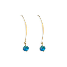 Load image into Gallery viewer, Allure Turquoise Crystal Wire Earrings, 18k gold plated