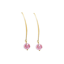 Load image into Gallery viewer, Allure Light Rose Crystal Wire Earrings, 18k gold plated