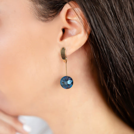 Capri Blue Crystal Drop Earrings. Handmade in 18k gold plated.