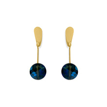Load image into Gallery viewer, Capri Blue Crystal Drop Earrings. Handmade in 18k gold plated.