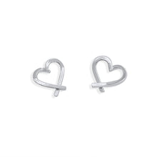 Cargar imagen en el visor de la galería, Heart Stud Earrings in Sterling Silver