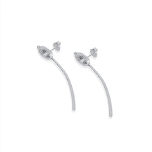 Load image into Gallery viewer, Handcrafted Root of Life Drop Earrings in Sterling Silver. Elegant drop design featuring a textured stem and seed, symbolizing nature and new beginnings.