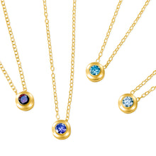 Load image into Gallery viewer, The NATAL birthstone necklace in 18K gold-plated finish, with a 7mm stone charm on a delicate, adjustable gold chain — honoring the essence of each birth month with elegance.