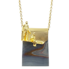 Load image into Gallery viewer, Long Agate Pendant Necklace with Grandparents