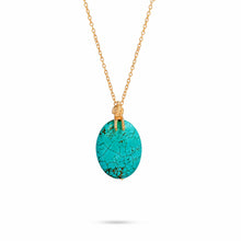 Load image into Gallery viewer, Turquoise Long Pendant Necklace in 18k gold plated
