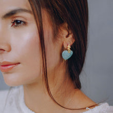 Load image into Gallery viewer, Turquoise Heart Wire Earrings