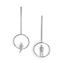 Load image into Gallery viewer, Circle Long Drop Earrings in Silver
