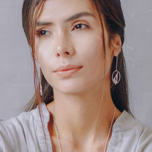 Load image into Gallery viewer, Circle Long Drop Earrings in Silver