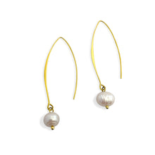 Load image into Gallery viewer, Mother of pearl wire earrings. Handmade jewelry in sterling silver and 18k gold plated.