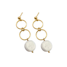 Load image into Gallery viewer, Pearl Medium Drop Earrings. Handmade jewelry. 18k gold plated.