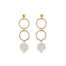 Load image into Gallery viewer, Pearl Medium Drop Earrings. Handmade jewelry. 18k gold plated.