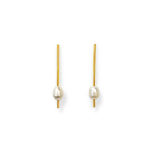 Load image into Gallery viewer, Pearl Drop Earrings in 18k gold plated. White Pearl