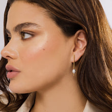 Load image into Gallery viewer, Pearl Drop Earrings in 18k gold plated. Gray Pearl