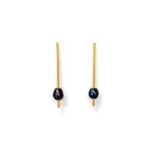 Load image into Gallery viewer, Pearl Drop Earrings in 18k gold plated. Black Pearl