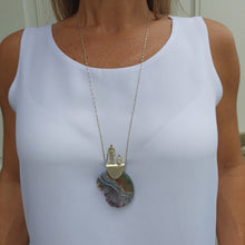 Cargar imagen en el visor de la galería, Amethyst Agate Silver Long Pendant Necklace
