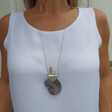 Load image into Gallery viewer, Amethyst Agate Silver Long Pendant Necklace
