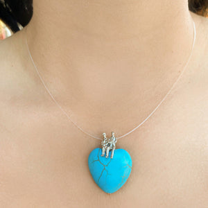 Turquoise Heart Pendant Charm in Sterling Silver