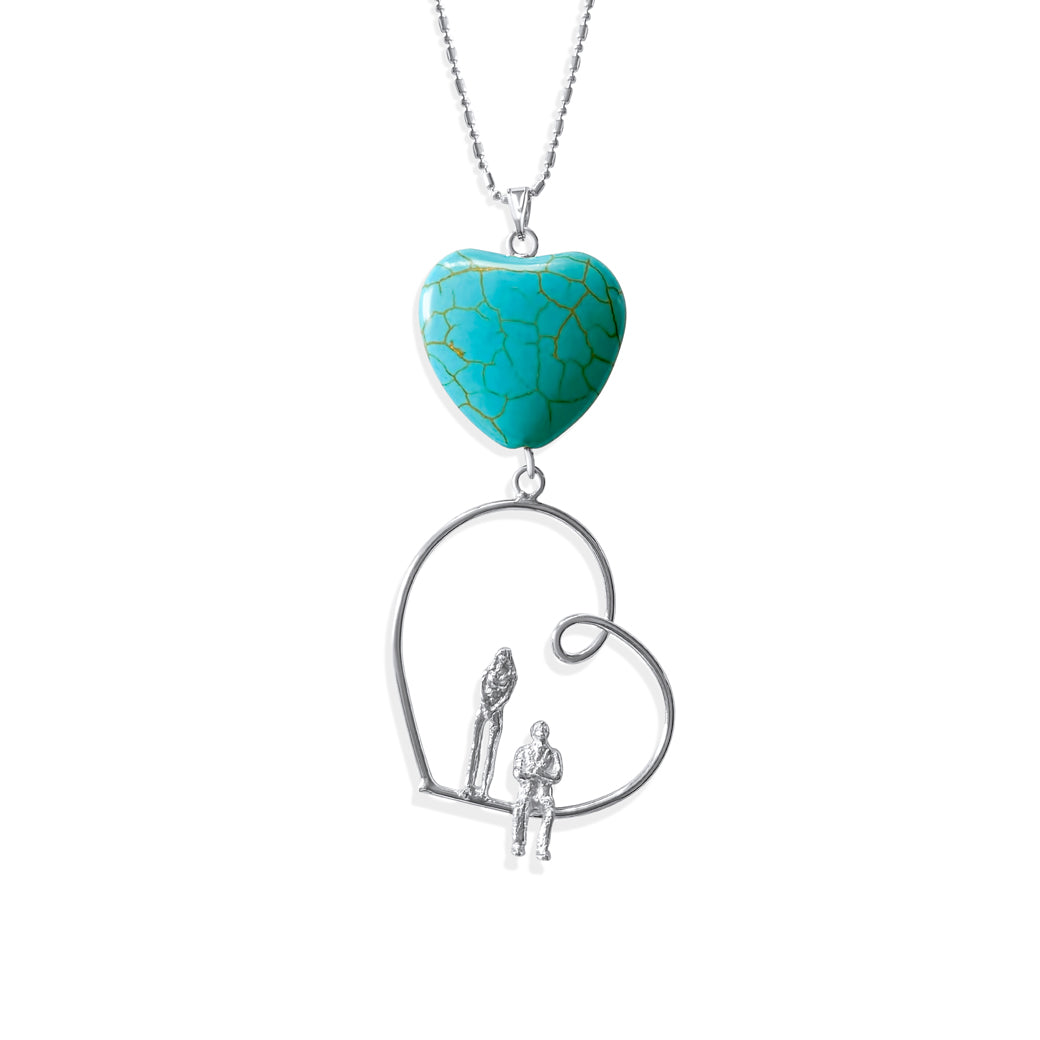 Happiness Turquoise Heart Necklace. Handmade in Sterling Silver