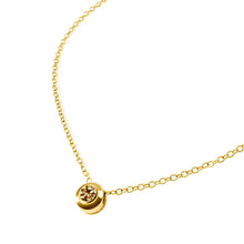 Load image into Gallery viewer, NATAL Birthstone Necklace for November with a golden-yellow crystal inspired by Yellow Topaz, set in a 7mm 18K gold-plated charm on a fine adjustable gold-plated chain.
