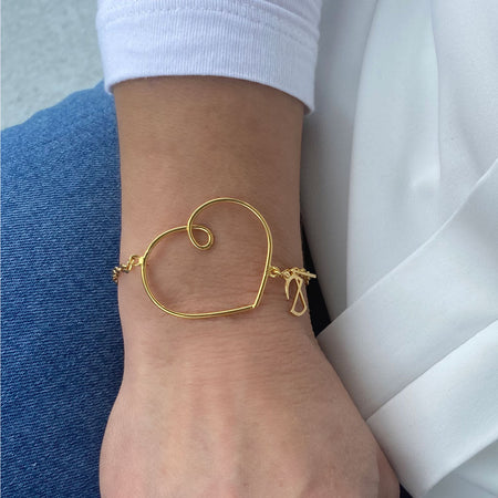 Happiness Bracelet. Handmade jewelry. Heart Bracelet.18k gold plated.