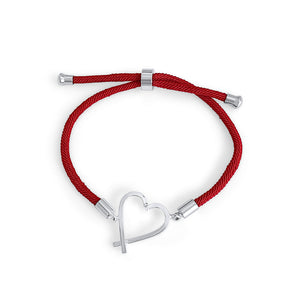 Sophie Heart Cord Bracelet in sterling silver