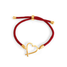Load image into Gallery viewer, Sophie Heart Cord Bracelet and earrings in 18k gold plated
