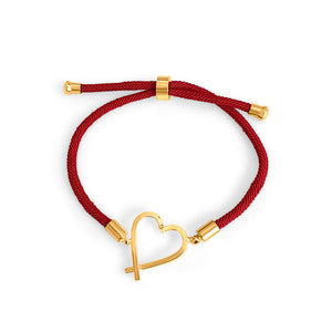 Sophie Heart Cord Bracelet and earrings in 18k gold plated