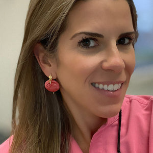 Pink Coral Round Wire Earrings