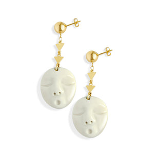 Origins Drop Earrings. Gold plated. Stone earrings.