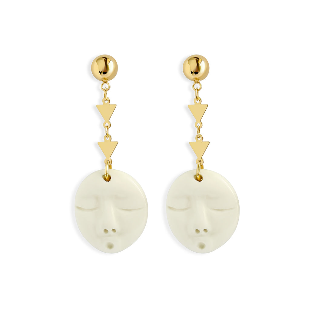 Origins Drop Earrings. Gold plated. Stone earrings.