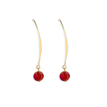 Load image into Gallery viewer, Allure Red Crystal Wire Earrings, 18k gold plated
