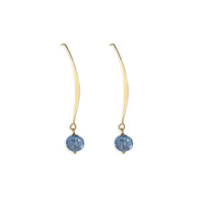 Load image into Gallery viewer, Allure Blue Crystal Wire Earrings, 18k gold plated
