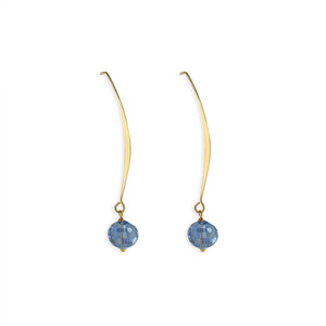 Allure Blue Crystal Wire Earrings, 18k gold plated