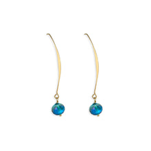 Load image into Gallery viewer, Allure Turquoise Crystal Wire Earrings, 18k gold plated
