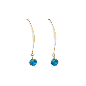 Allure Turquoise Crystal Wire Earrings, 18k gold plated