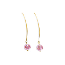 Load image into Gallery viewer, Allure Light Rose Crystal Wire Earrings, 18k gold plated
