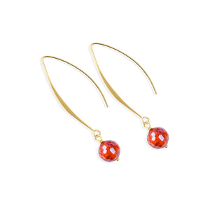 Allure Orange Crystal Wire Earrings, 18k gold plated