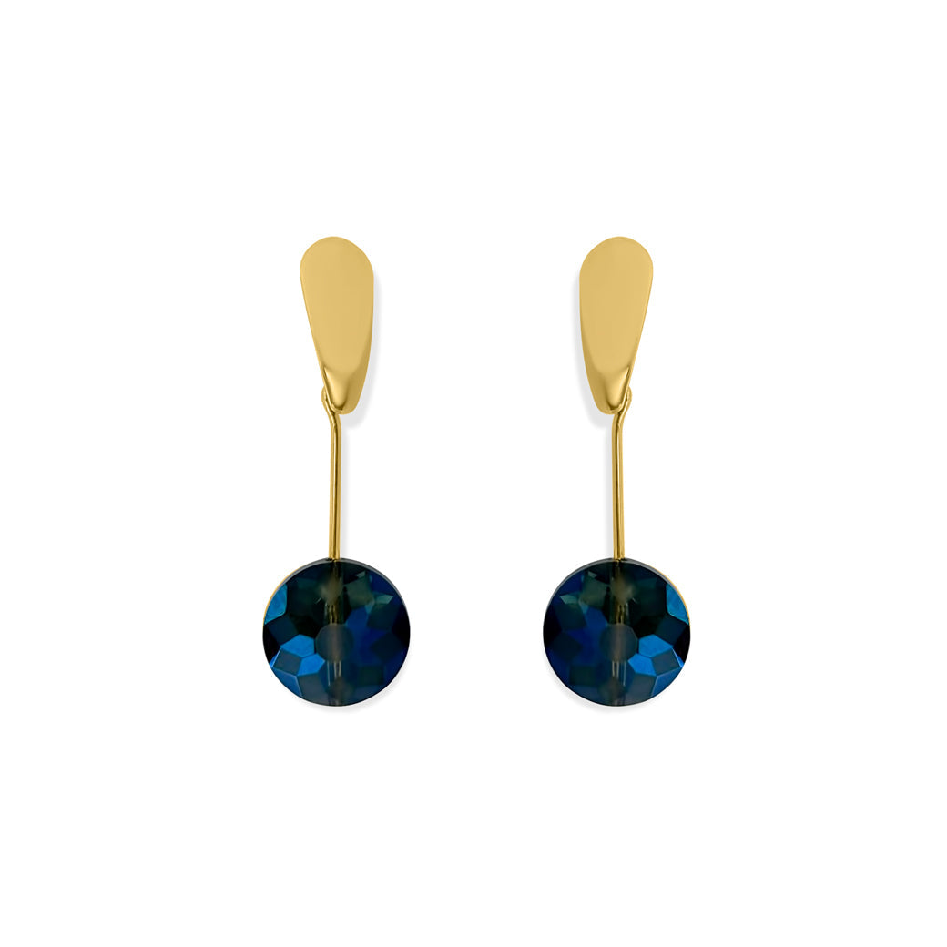 Capri Blue Crystal Drop Earrings. Handmade in 18k gold plated.