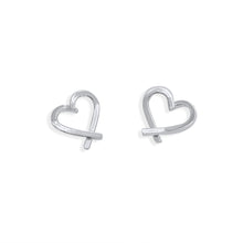 Load image into Gallery viewer, Heart Stud Earrings in Sterling Silver
