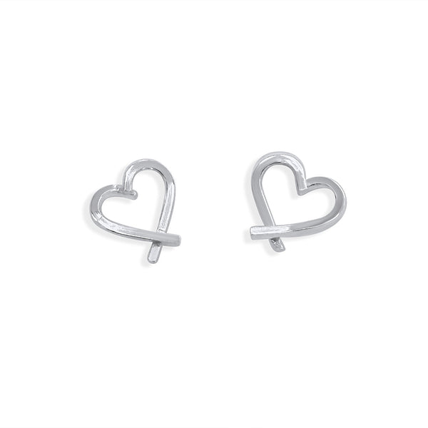 Heart Stud Earrings in Sterling Silver