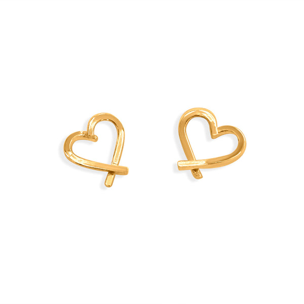 Heart Stud Earrings in 18k gold plated