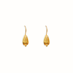Seed Wire Earrings: Handcrafted earrings with a seed-inspired design, made from 18k gold-plated sterling silver.